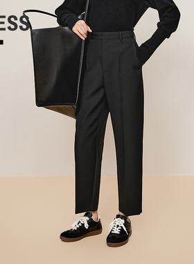 LESS冬绵羊毛休闲简约利落九分裤设计感通勤风锥形裤女2O0E12450