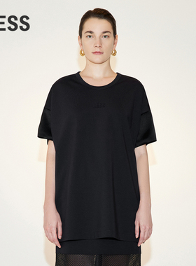 LESS春季休闲T恤女基础款简约圆领立体logo短袖上衣2N3113480
