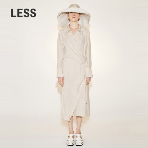LESS长袖衬衫领长款连衣裙