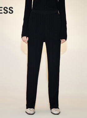 【迅系列】LESS春秋针织休闲裤女侧边镂空设计直筒裤2N2E12770