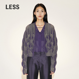 2N2312070 开衫 LESS针织衫 肌理感立体扳花V领短款