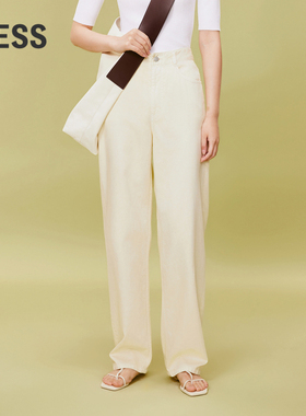 LESS春莱赛尔棉极简风直筒垂感宽松休闲阔腿牛仔裤2O2E13850