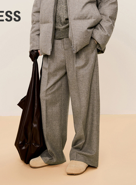 【0压系列】LESS冬绵羊毛时尚长裤利落通勤风直筒裤女2O0E10870