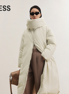 LESS冬休闲简约通勤风宽松直筒立领长款羽绒服女2OAC12940