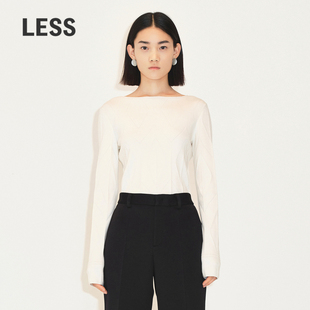 2M0310110 套头毛衫 LESS气质针织衫 女一字领简约内搭长袖