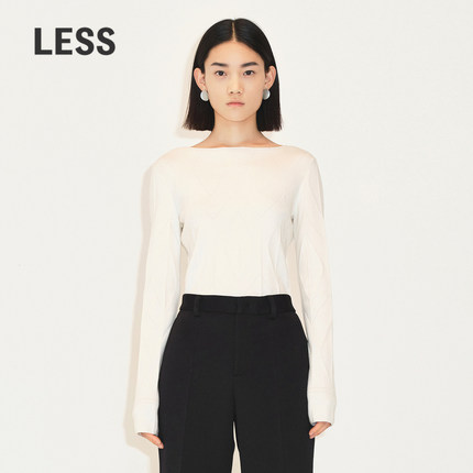 LESS气质针织衫女一字领简约内搭长袖套头毛衫2M0310110