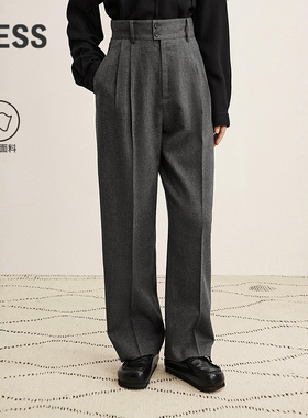 【商场同款】LESS2025年冬新款休闲简约香蕉直筒长裤2P0E16690