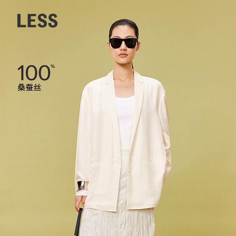 LESS春夏气质桑蚕真丝休闲西服女简约衬衫式西装外套2O5712