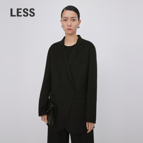 LESS直筒长袖翻驳领呢大衣