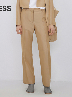 LESS春秋休闲简约通勤绵羊毛直筒西装裤女2N8E10790