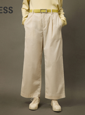 【迅系列】LESS春秋灯芯绒裤子女休闲宽松米白色阔腿裤2N9E21980