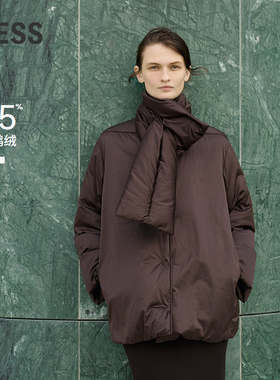 【商场同款】LESS2025年冬新款简约保暖中长款鹅绒服2PAC15780