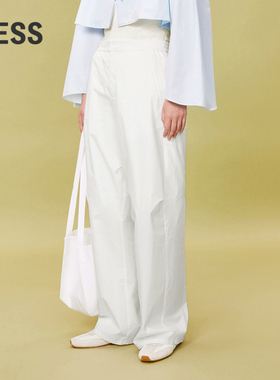 【迅系列】LESS春夏全棉工装感直筒松紧腰休闲裤女简约2O4E12650