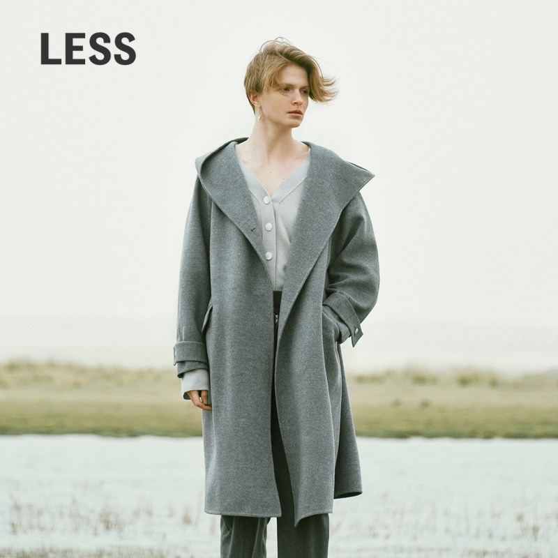 宽松中长款呢大衣LESS绵羊毛