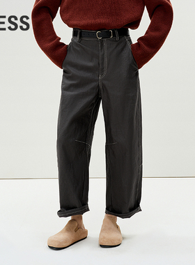 【商场同款】LESS2025年春新款亚麻休闲通勤弯刀九分裤2P1E12730