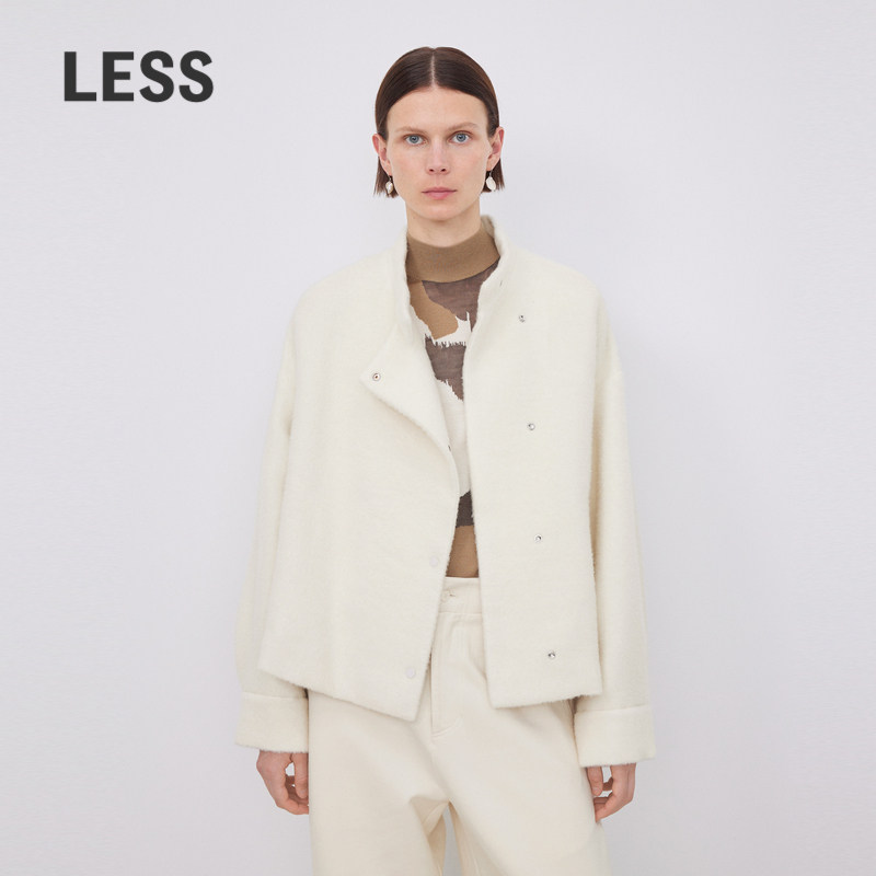 LESS长袖直筒立领短款呢大衣