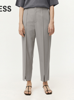 LESS春无腰头绵羊毛纯色显瘦利落通勤风西装九分裤2O2E13350