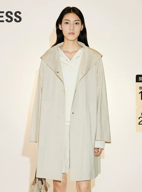 【精工系列】LESS春季连帽风衣女中长款宽松夹克外套2N2911340