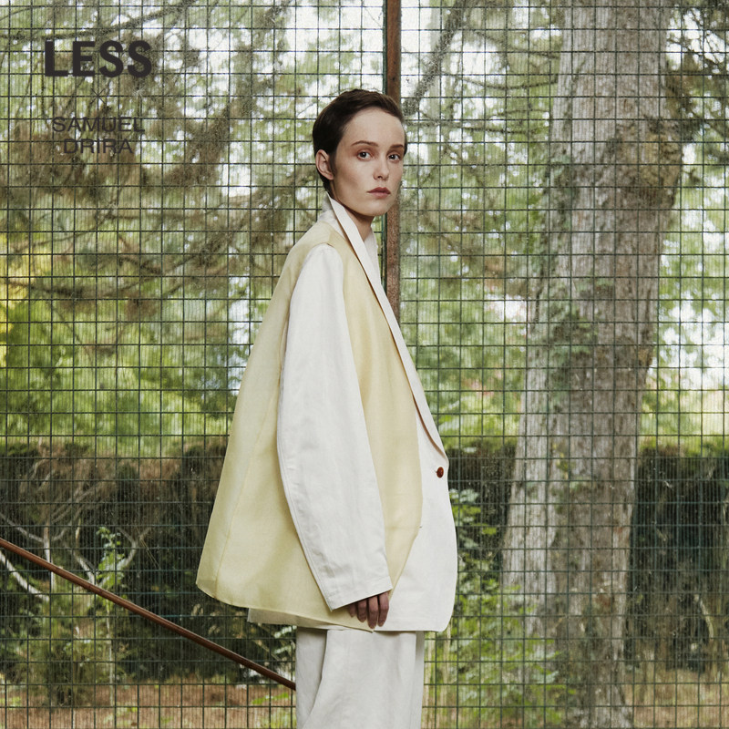 【LESSxSamuel】春秋西装女真丝亚麻混纺青果领西服外套2