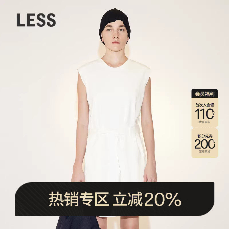 LESS夏季连体裤女简约休闲后背镂空收腰无袖针织连体衣2N4F1