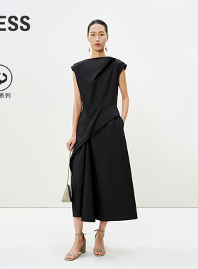 【商场同款】LESS2025年夏新款不规则领棉质无袖连衣裙2P4G12170