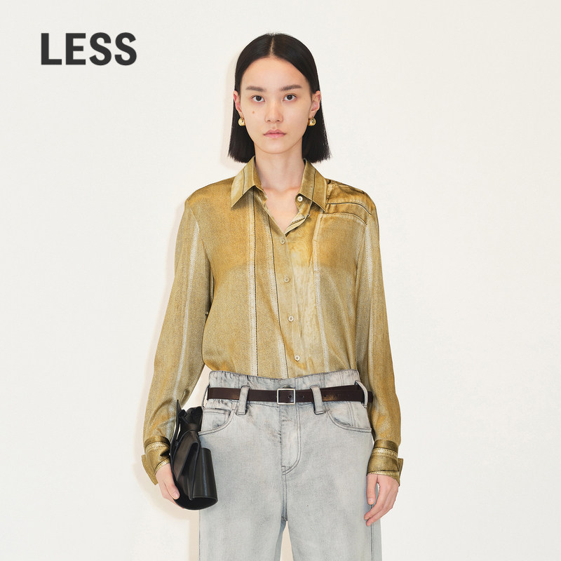 LESS桑蚕真丝衬衫女时尚复古休闲宽松长袖衬衣2M8211530