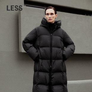 LESS冬休闲简约时尚 鹅绒服女2O0C14300 连帽宽松舒适中长款