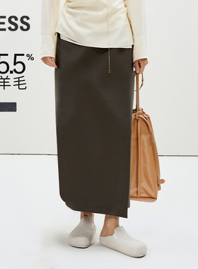 【商场同款】LESS2025年春新款绵羊毛休闲长款半身裙2P1D13530