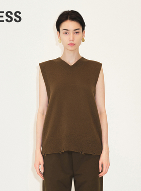 【迅系列】LESS秋宽松无袖V领毛衫背心2M9310290