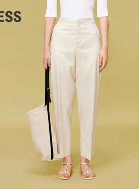 LESS春夏休闲简约绵羊毛直筒西装裤女通勤休闲九分裤2O5E14310