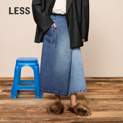 【SAMUEL系列】LESS冬牛仔半身裙休闲时尚拼接腰裙女2O0D12630