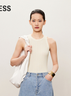 LESS秋绵羊毛休闲简约通勤风上衣圆领修身针织背心女2O7310320