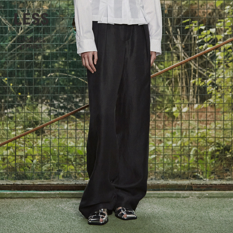 【LESSxSamuel】春秋亚麻裤子女休闲简约宽松直筒裤2N7