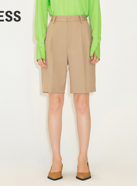 LESS高腰西装五分裤女直筒宽松时尚显瘦休闲短裤2M8E10790