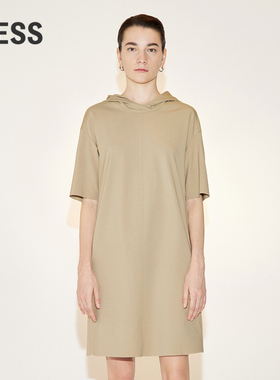 LESS夏季裙子女简约休闲套头短款连帽T恤连衣裙2N4G13130