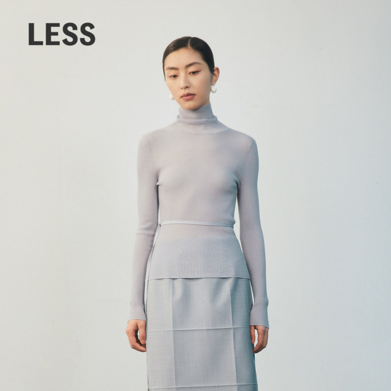 LESS高领打底针织衫女系带设计感薄款休闲修身内搭上衣2O131