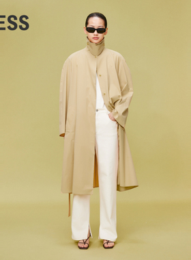 LESS春休闲两穿衣领造型感衬衫连衣裙式通勤风衣外套2O2911600