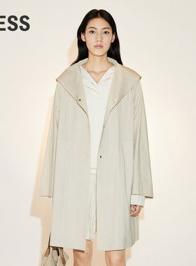 【精工系列】LESS春季连帽风衣女中长款宽松夹克外套2N2911340