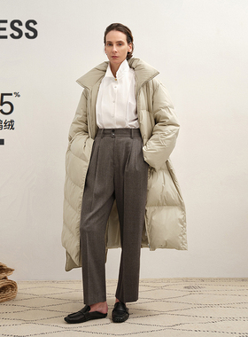 【商场同款】LESS2025年冬新款直筒立领休闲长款鹅绒服2PBC17460