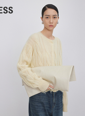 LESS春秋马海毛开衫女休闲简约圆领短款针织衫2N9310820