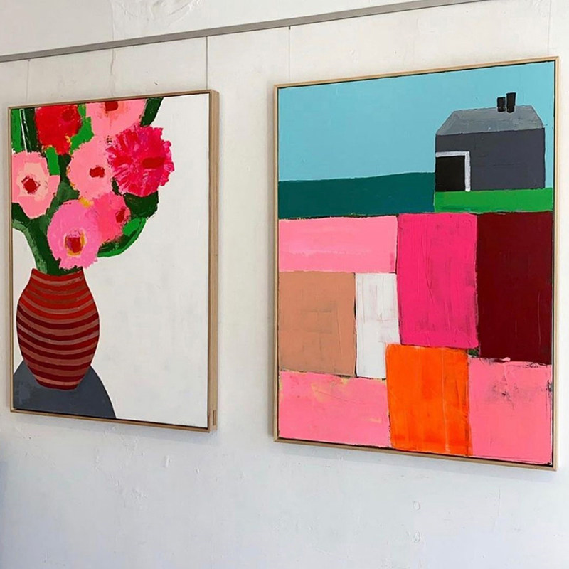 悠个手绘油画风景纯手工墙画餐厅