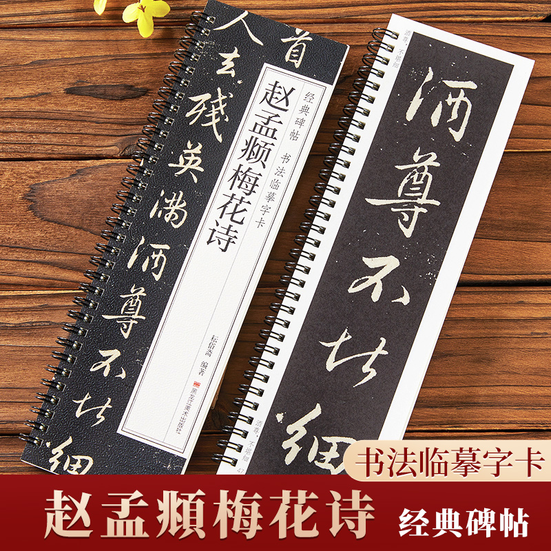 元赵孟頫梅花诗行书毛笔书法字帖原大加放大赵孟俯经典碑帖临摹字卡全文初学者成人入门练习近距离临帖卡诗帖