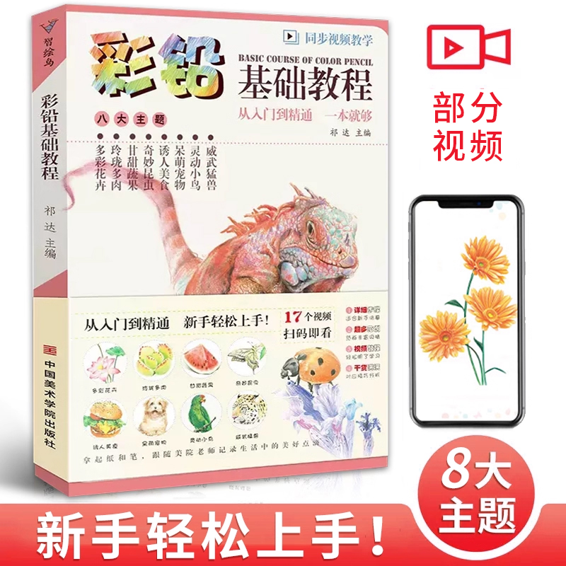 彩铅基础教程 零基础入门美术绘画涂色自学手绘本插画动漫临摹初学者儿童人物飞乐填色古风景动物鸟多肉花卉画册教学画教材书书籍