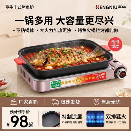 商用卡式燃气烤鱼炉便携加厚