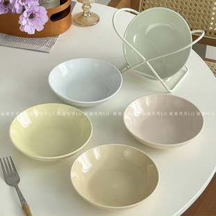 颜值高盘子ins风一人食精致餐盘网红餐具陶瓷蛋糕碟糖果色甜品盘