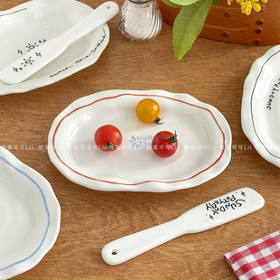 ins风餐盘高级感家用不规则盘子创意早餐盘陶瓷茶托盘点心甜品盘
