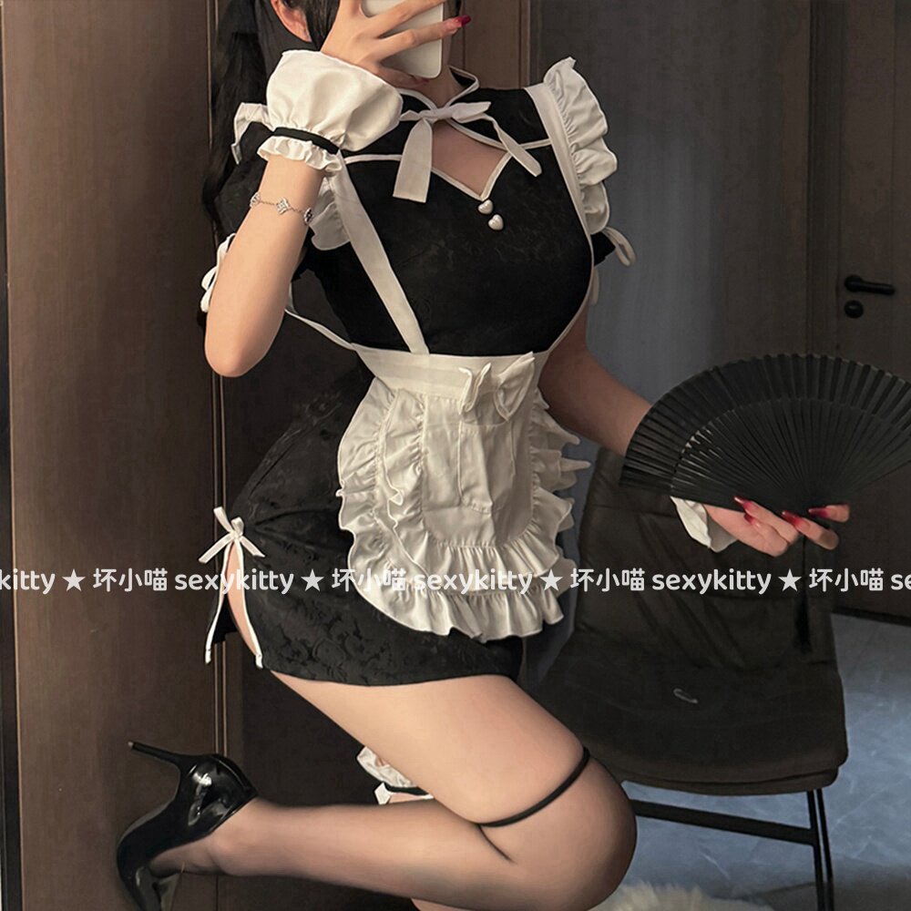 二次元女仆低胸纯欲性感日系旗袍