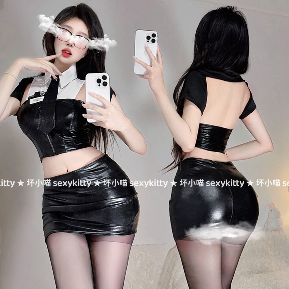 性感漆皮机车制服辣妹OL秘书装