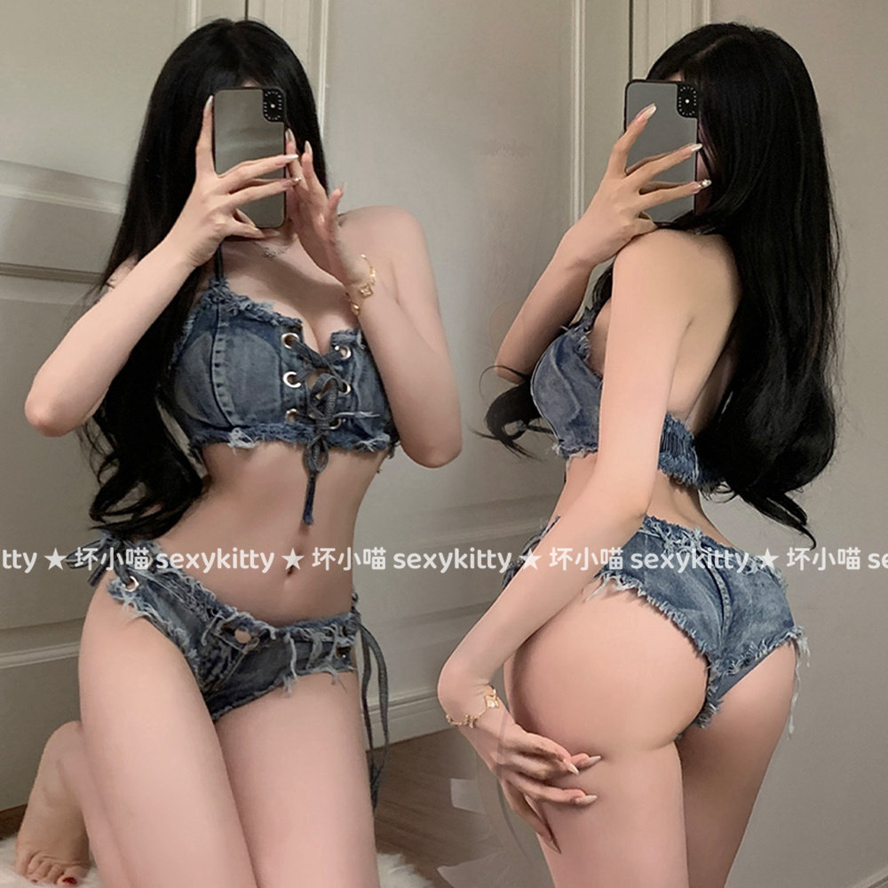新款甜辣休闲牛仔比基尼夜店辣妹