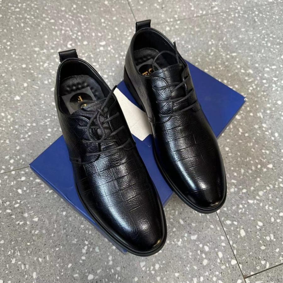 压花软底软面商务休闲真皮牛皮鞋